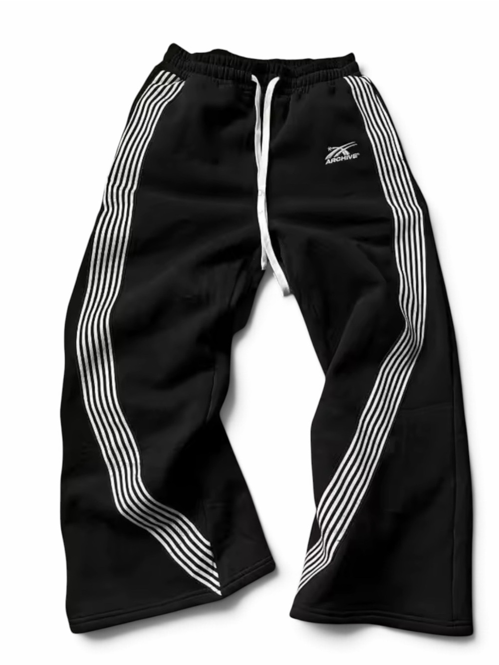 Black Jogger Pants with White Side Stripes